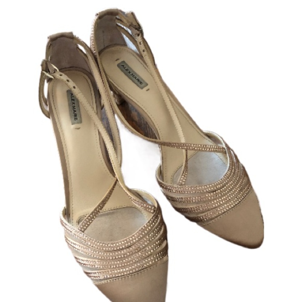 Alex Marie Rose Gold Pink Rhinestone Glamorous Heels Evening Straps Sparkly